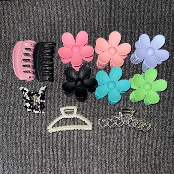 Accessories - Colorful Flower and Claw Hair Clips Set
